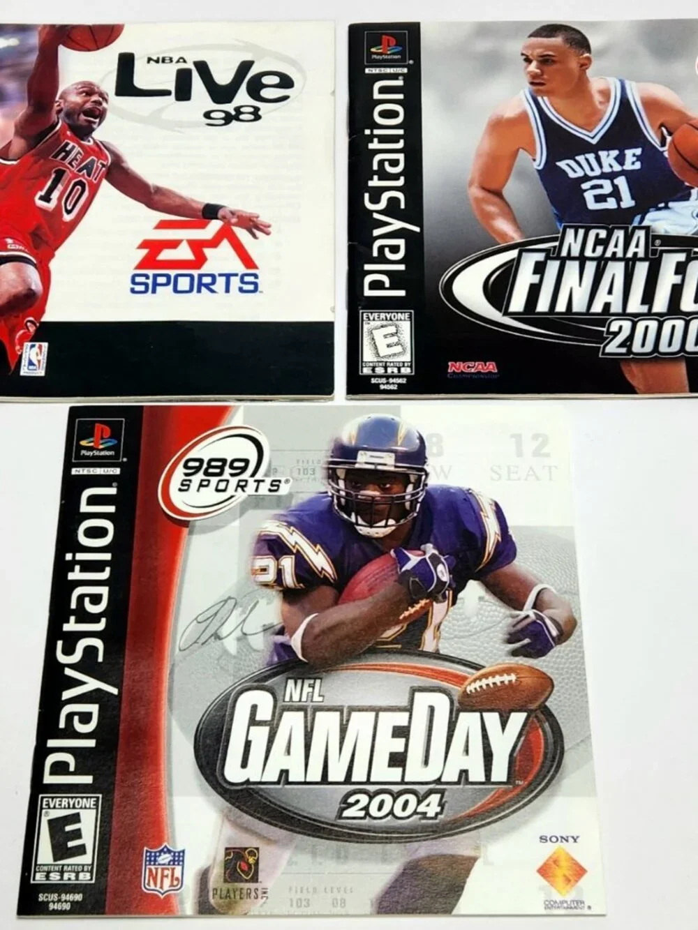 NBA Live 98, NCAA Final Four 2000, NFL GameDay 2004 PS1 CIB PlayStation 1 Bundle